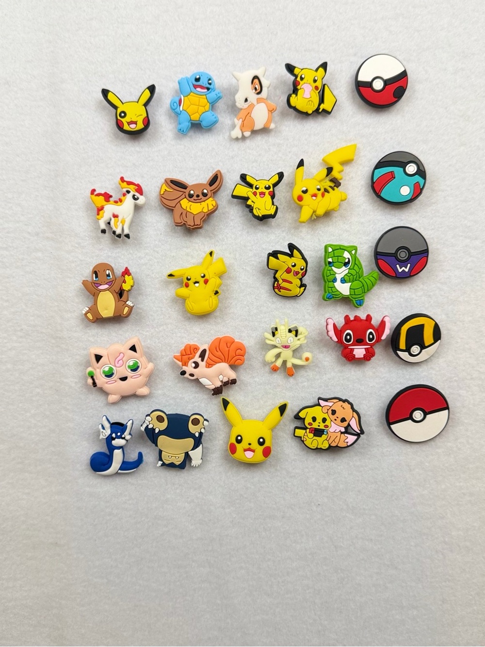 Kids Character Shoe Charms Pack - Yellow Pikachu and Assorted Colors